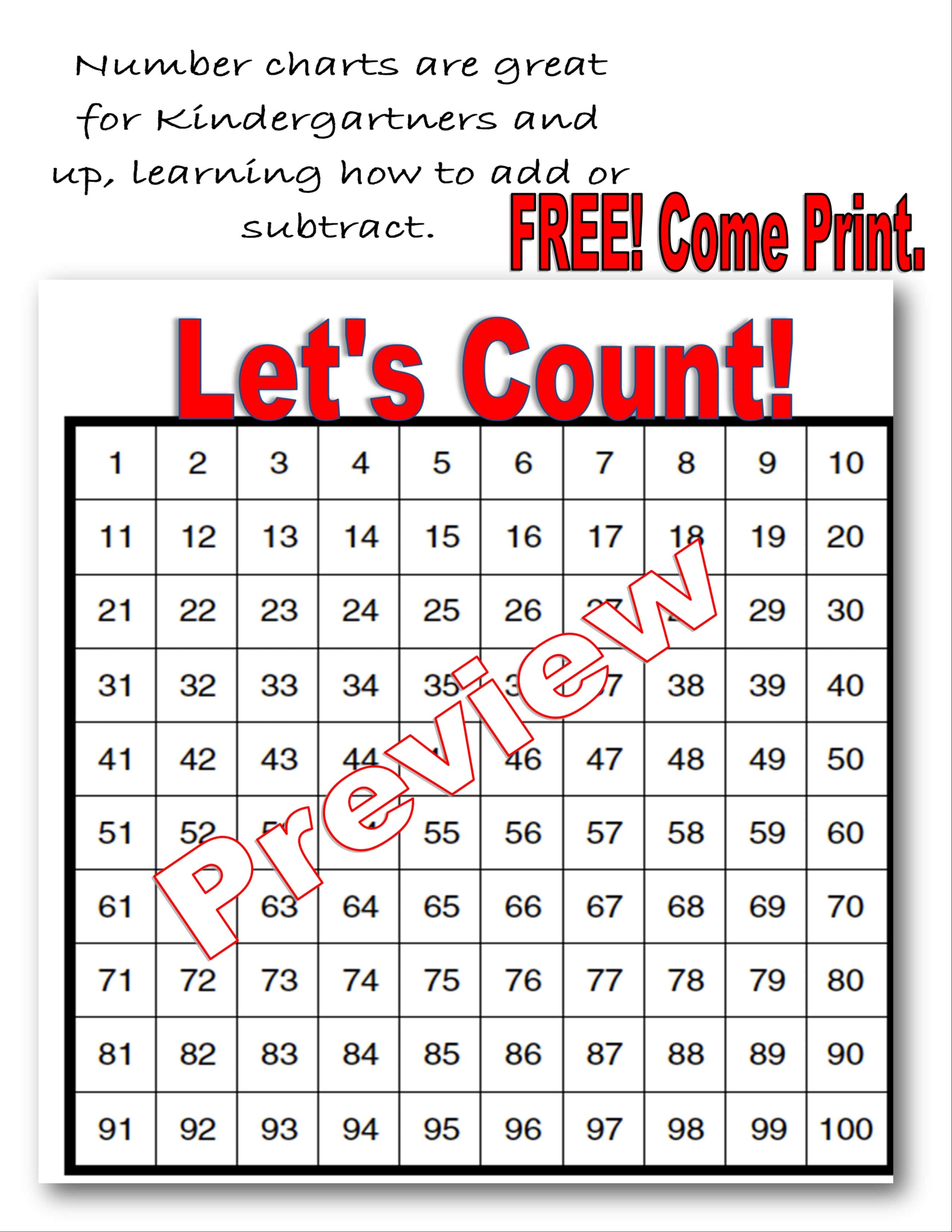 Let’s Count Number Chart | Free Printable | homeschool help | 1️⃣2️⃣3️⃣