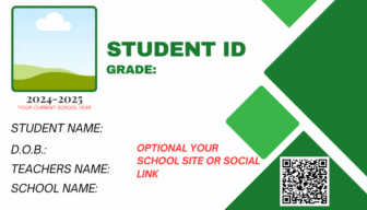 Green Square Blocks Student School Id Template-front | Randomnestfamily.org